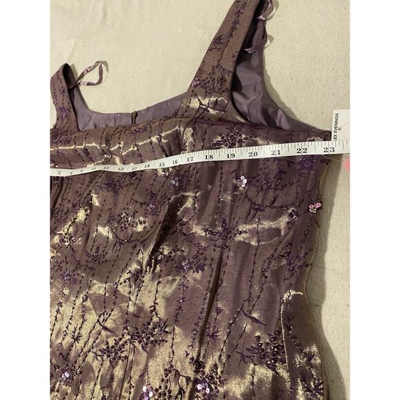 NWT Alex Evenings Maxi Dress Womens Plus Petite 20WP Amber Shimmer Beaded Gown - Picture 13 of 16